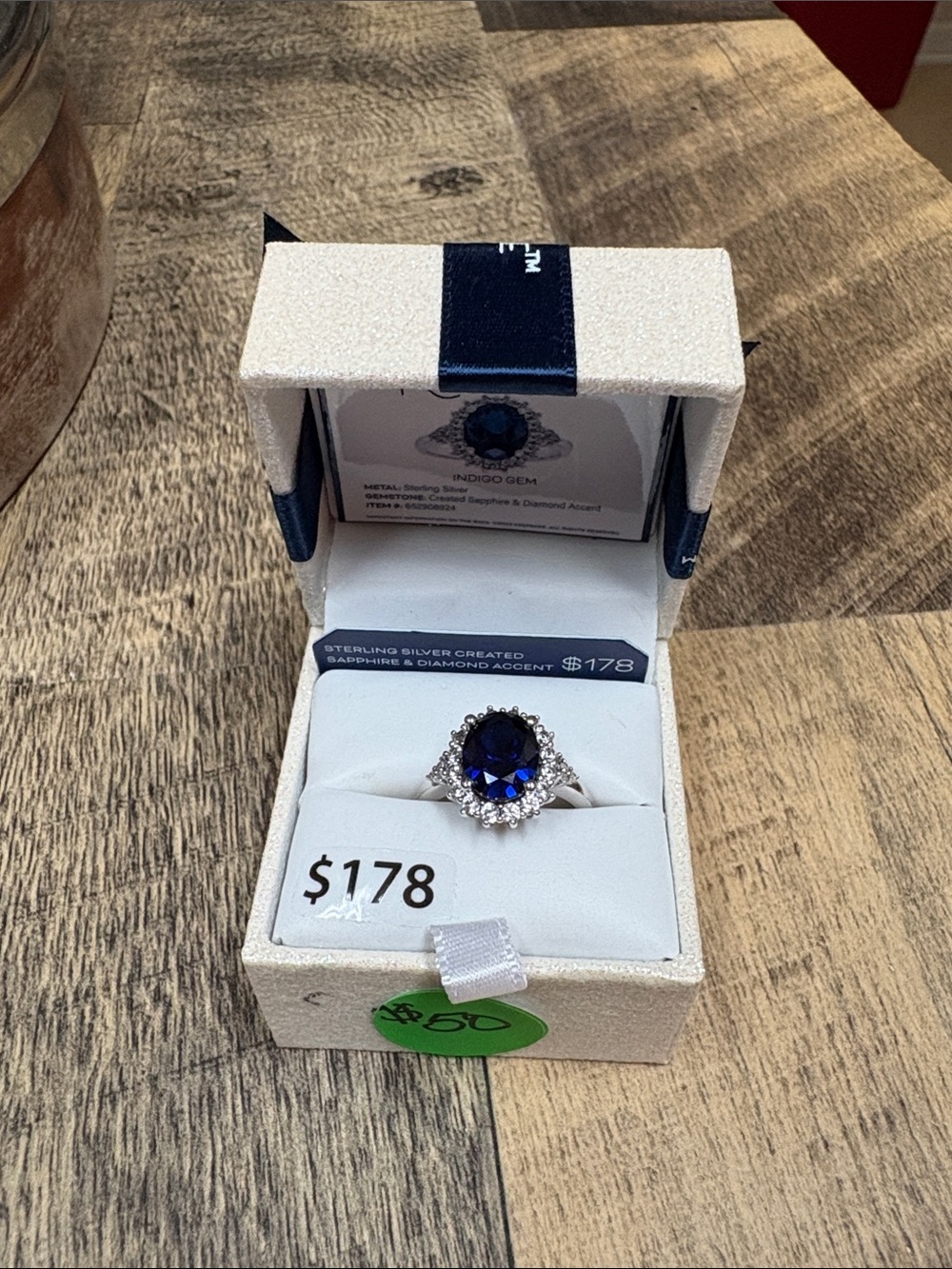 Indigo Deep Blue Sapphire Halo Ring in Sterling Silver
